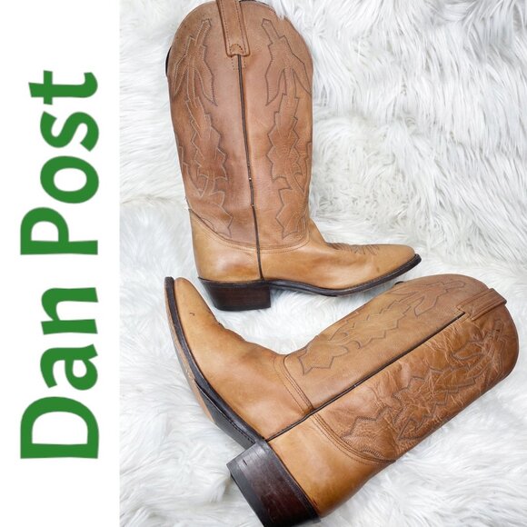 Dan Post Tan Western Cowboy Boots - Picture 1 of 14